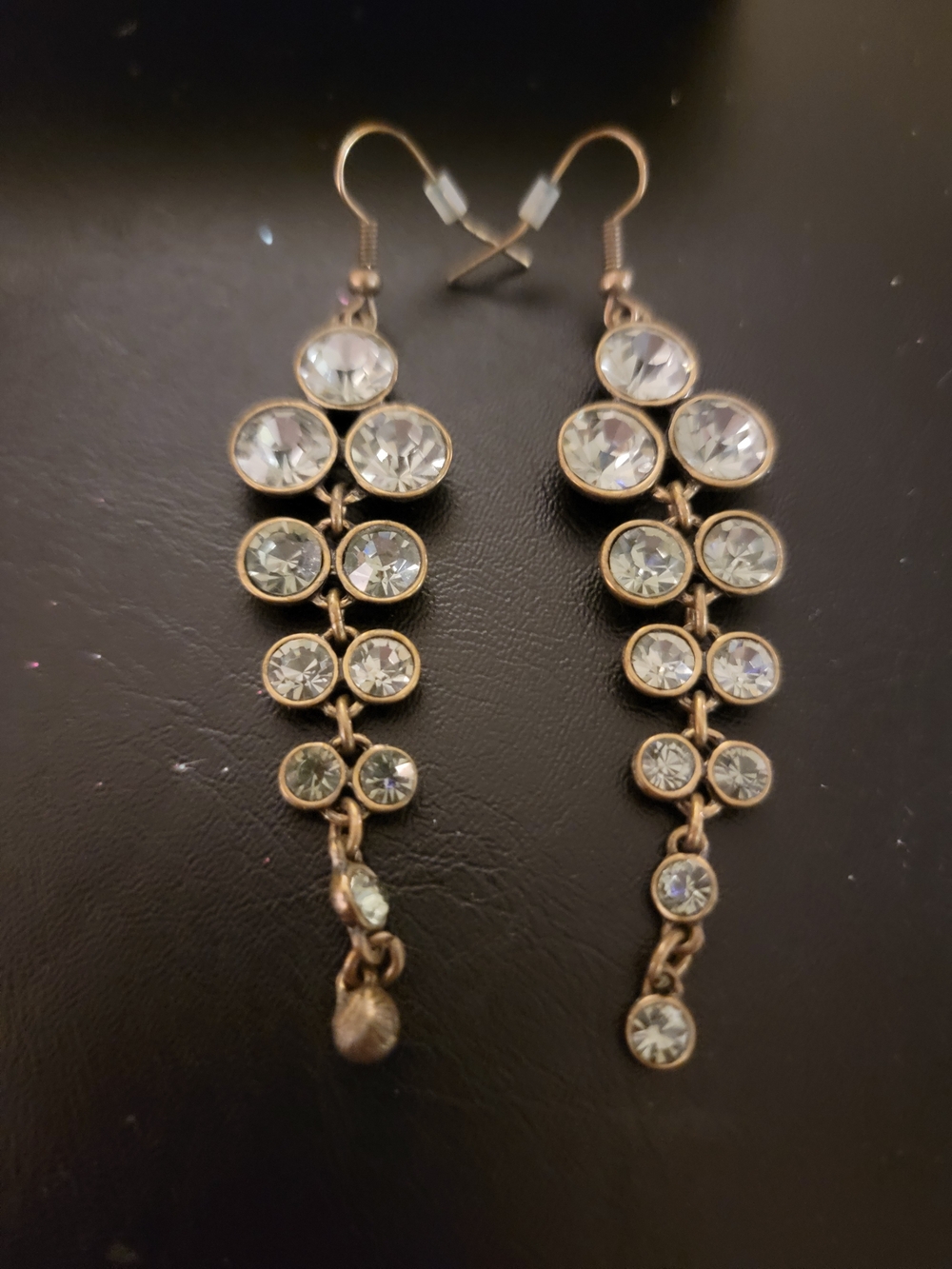 Chico's Clear Crystal Cascade Dangle Earrings with Gold-Tone Metal